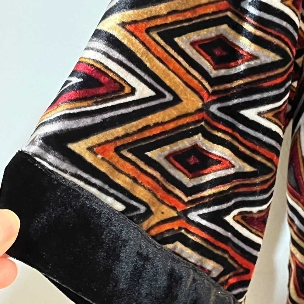 Chicos Velour Jacket L Black Boho Aztec Western Festival Hippie Artsy Indie Chic - Picture 9 of 11